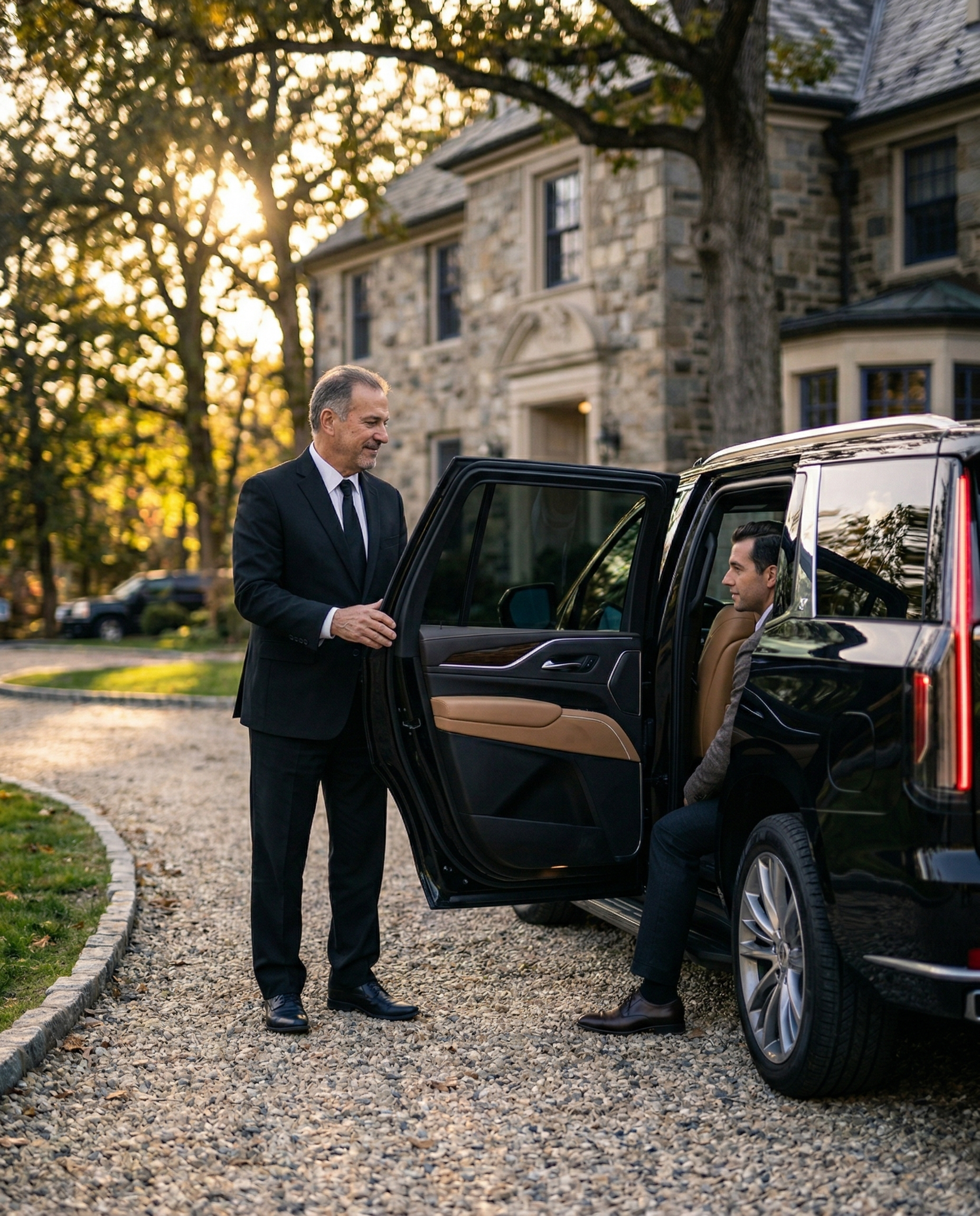 Luxury black car at night